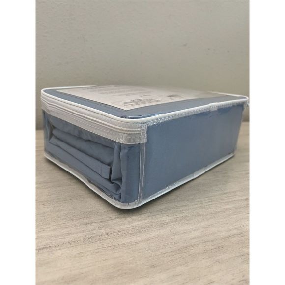 Lacoste 4-Piece QUEEN Sheet Set Allure Blue 100% Cotton Percale $120+ - Picture 5 of 8